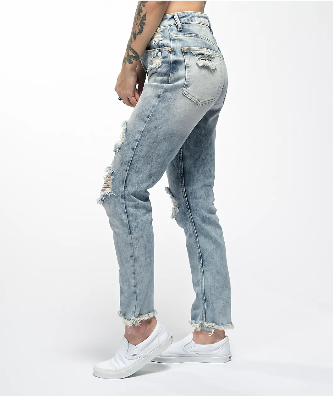 Almost Famous Acid Wash Denim Mom Jeans - Image 3