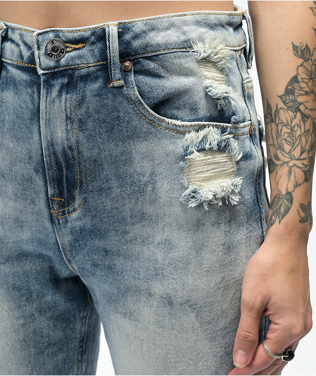 Almost Famous Acid Wash Denim Mom Jeans - Image 4