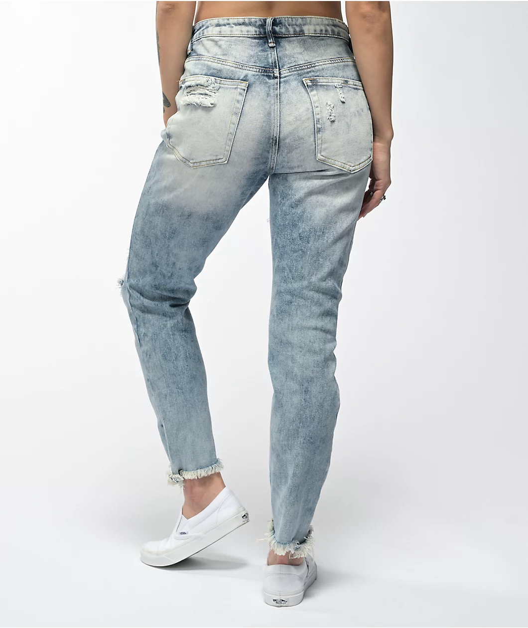 Almost Famous Acid Wash Denim Mom Jeans - Image 2