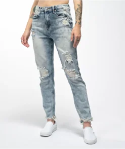 Almost Famous Acid Wash Denim Mom Jeans