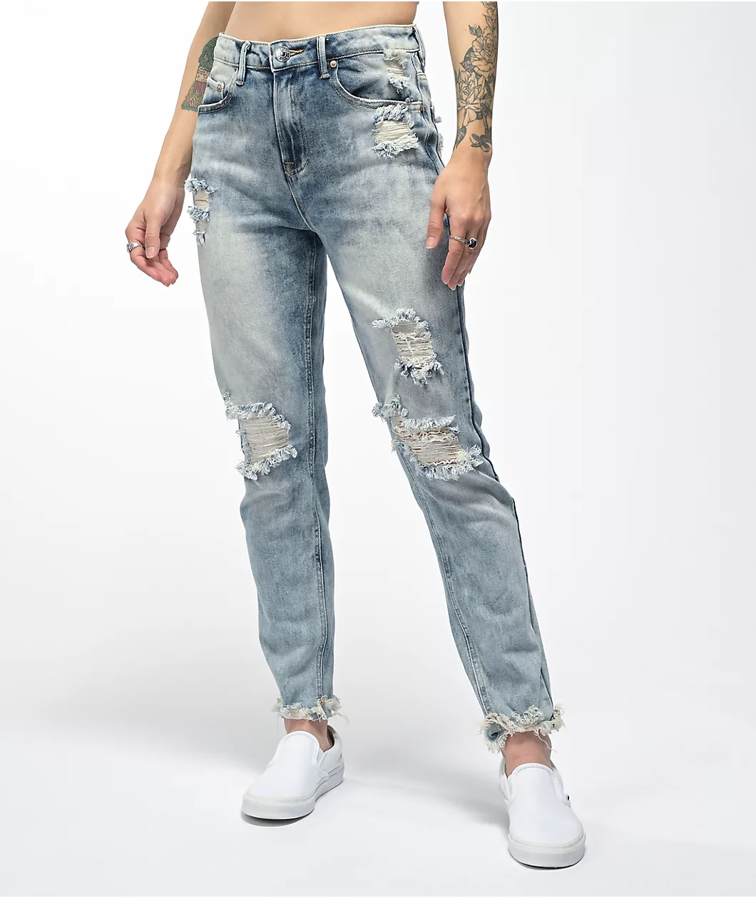 Almost Famous Acid Wash Denim Mom Jeans