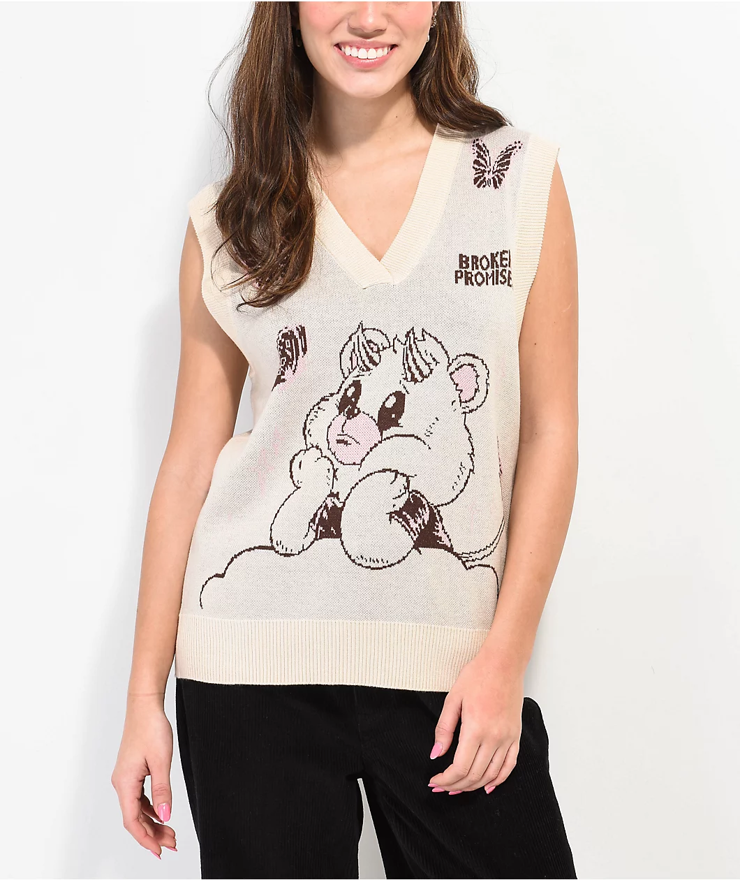 Broken Promises Cry Later Cream Sweater Vest - Image 8
