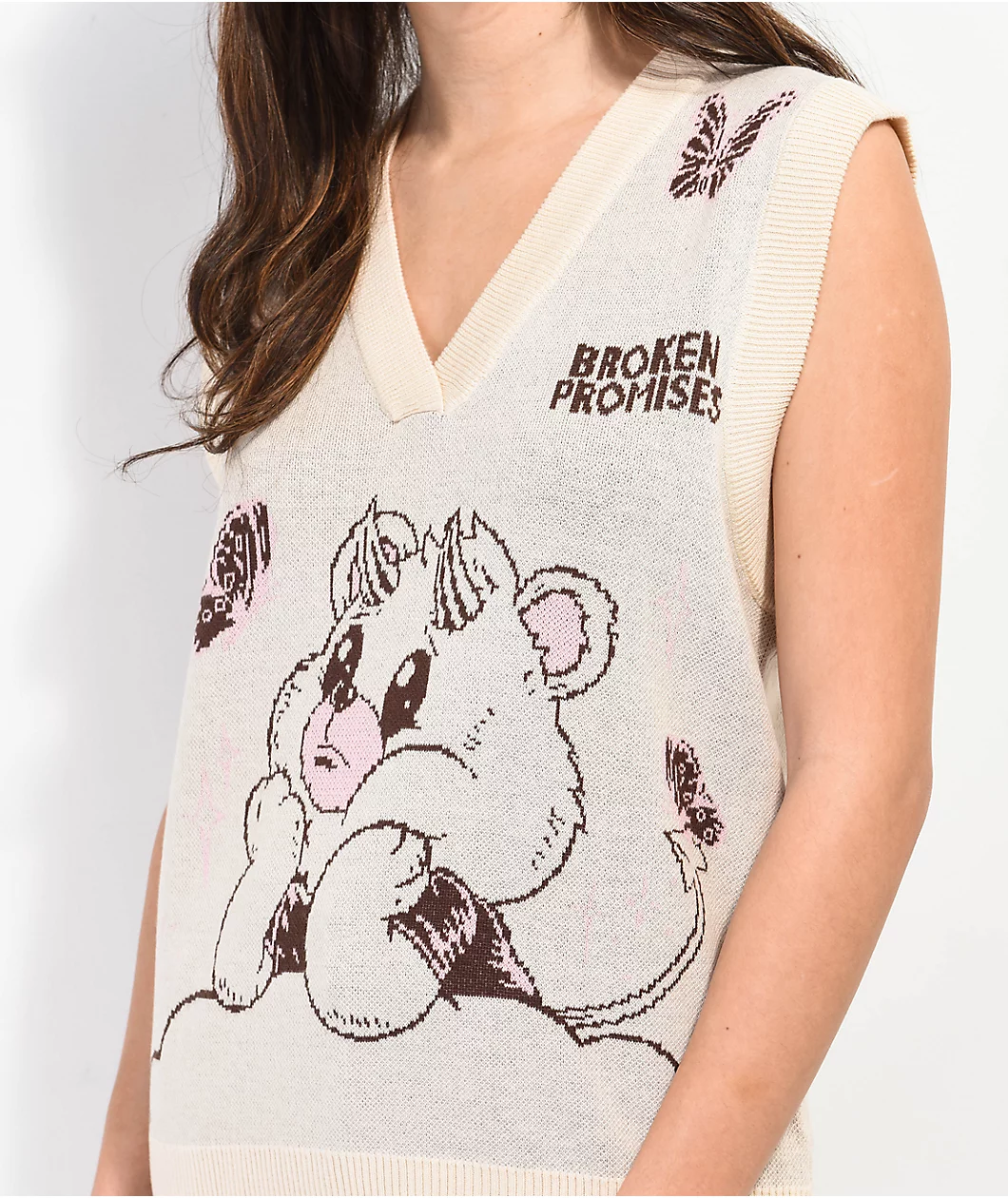 Broken Promises Cry Later Cream Sweater Vest - Image 4