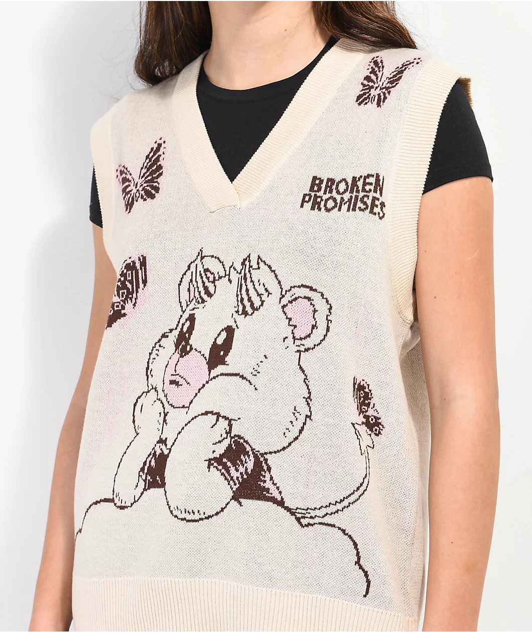 Broken Promises Cry Later Cream Sweater Vest - Image 5