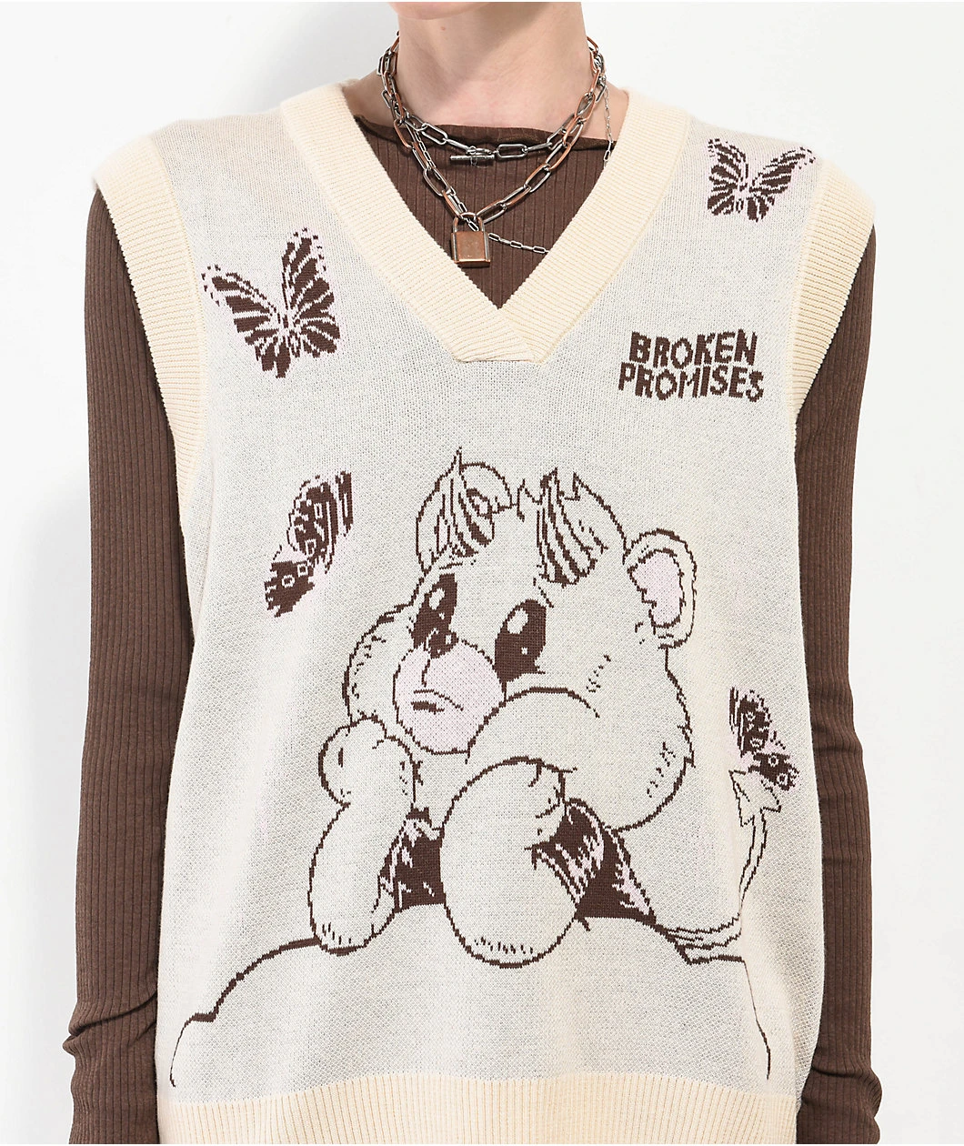 Broken Promises Cry Later Cream Sweater Vest - Image 3