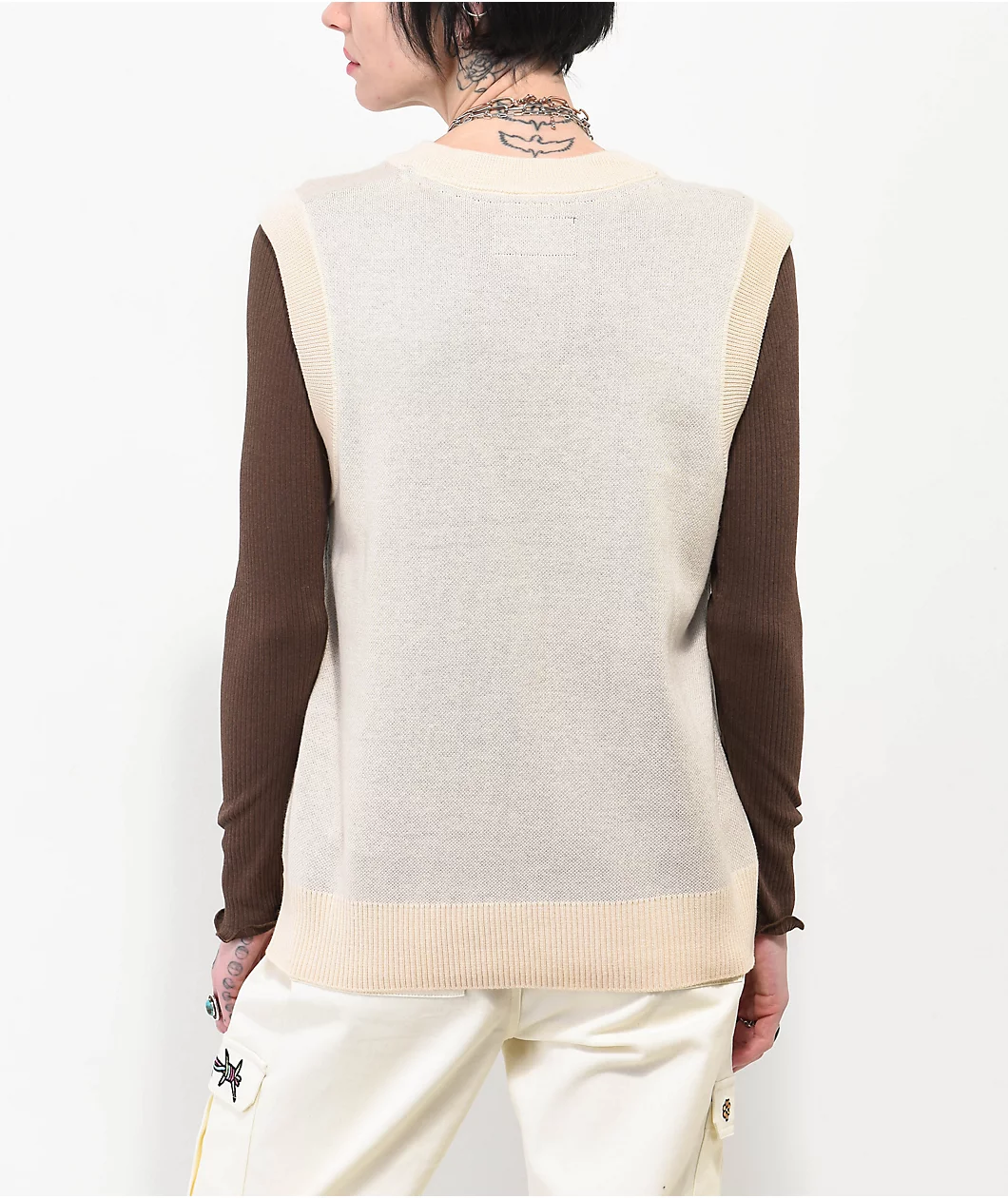Broken Promises Cry Later Cream Sweater Vest - Image 2