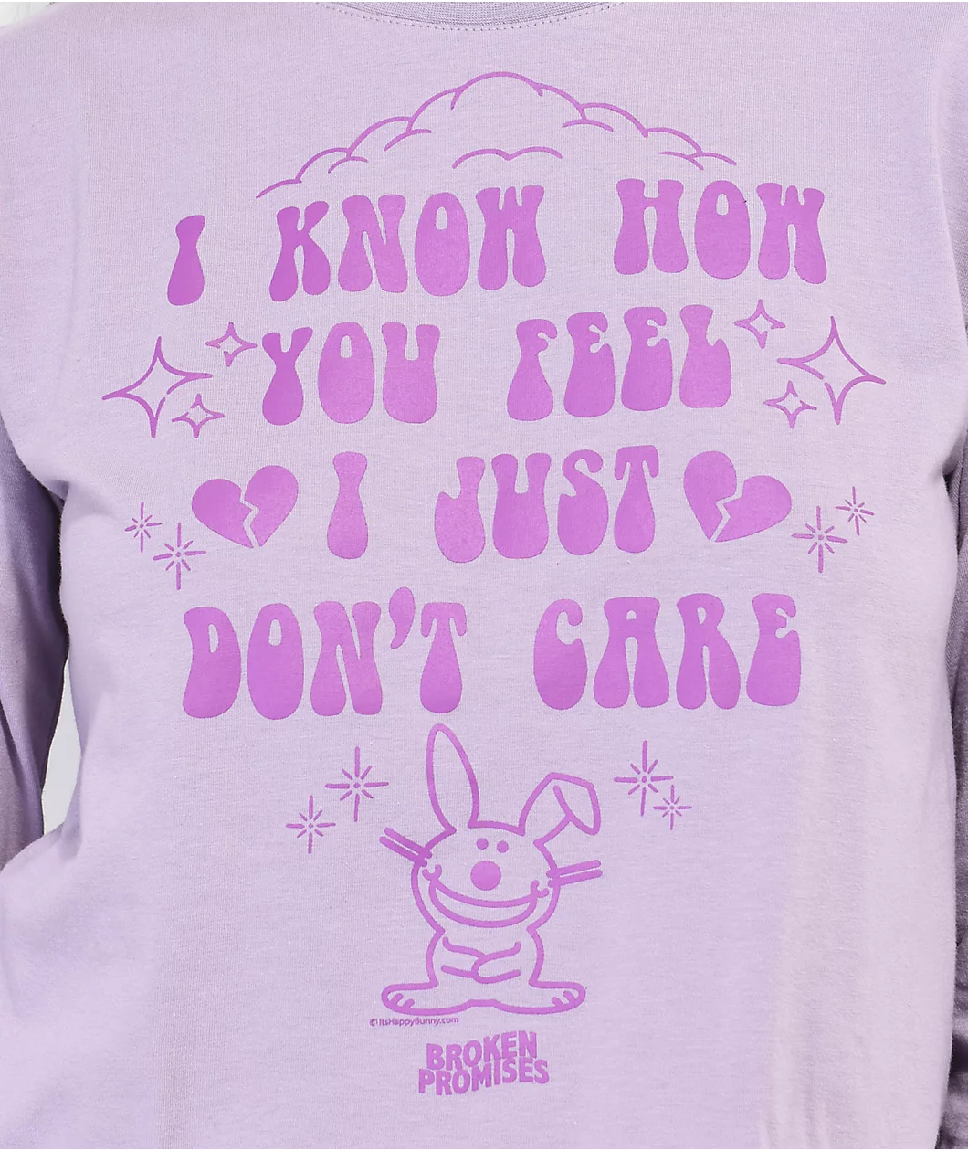 Broken Promises Don't Care Purple Long Sleeve Crop T-Shirt - Image 2