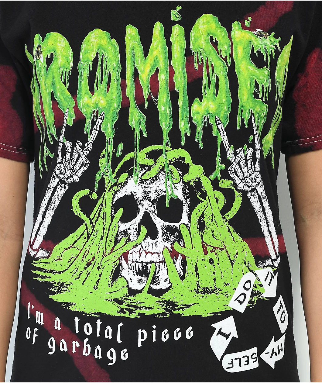 Broken Promises Sludge Red & Black Tie Dye T-Shirt - Image 2