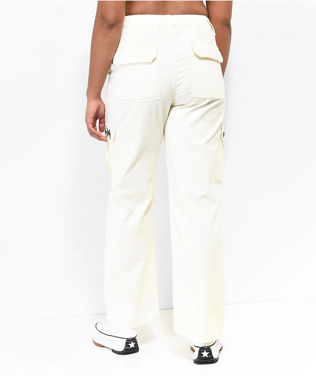 Broken Promises X Happy Bunny Focus On Me White Cargo Pants - Image 7