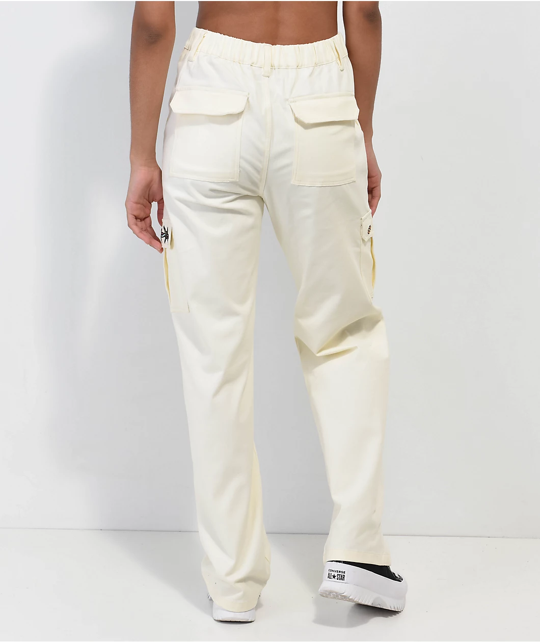 Broken Promises X Happy Bunny Focus On Me White Cargo Pants - Image 2