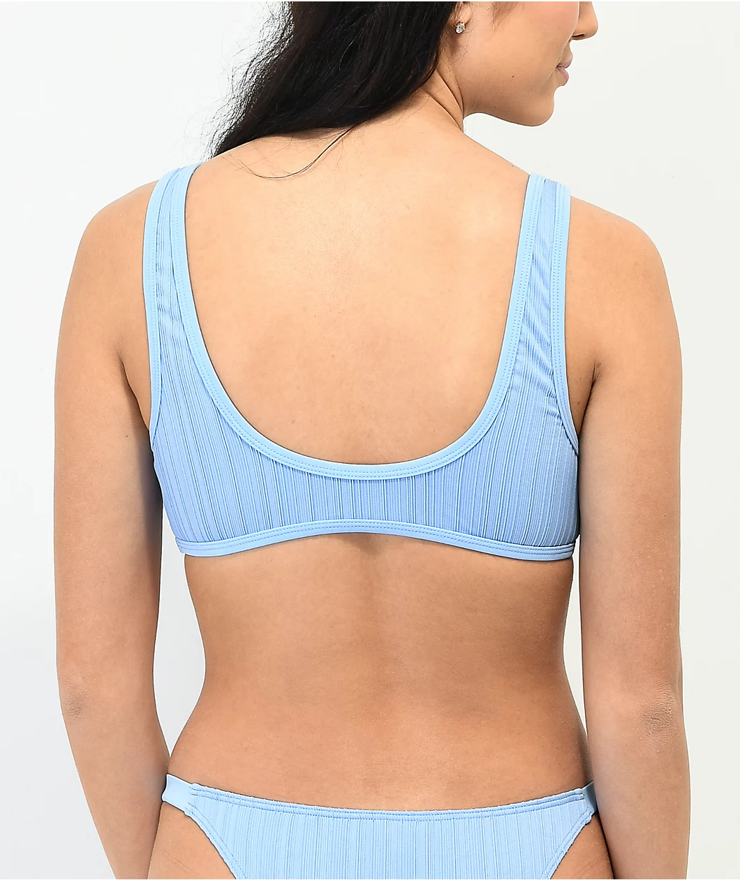 Damsel Bell Ribbed Light Blue Sport Bikini Top - Image 2