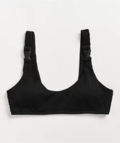 Damsel Jess Ribbed Black Sport Buckle Bikini Top