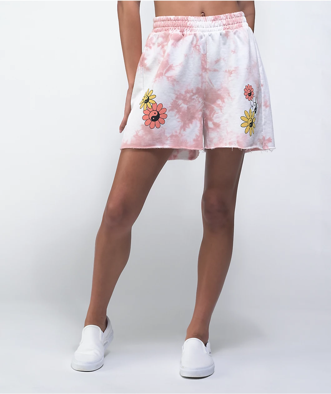 Desert Dreamer Yin Yang Pink Tie Dye Sweat Shorts