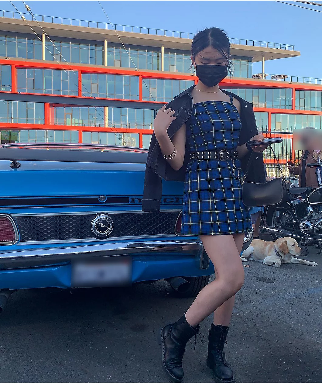 Empyre Dia Blue Plaid Mini Dress - Image 4