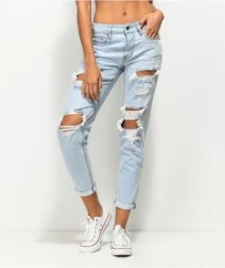 Empyre Easton Distressed Light Vintage Wash Boyfriend Jeans