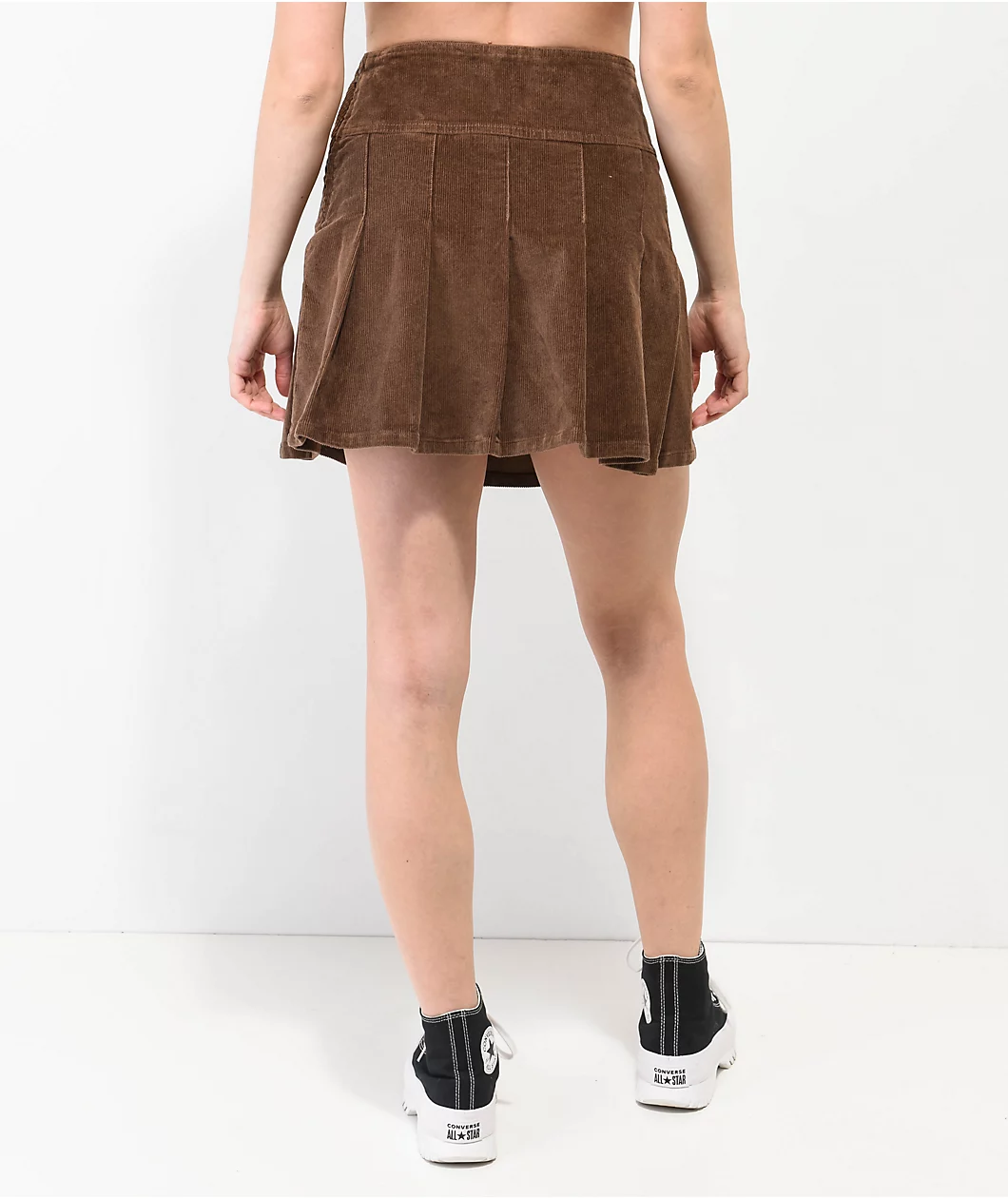 Empyre Inez Brown Corduroy Pleated Skirt - Image 2