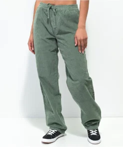 Empyre Jessie Sage Corduroy Elastic Waist Skate Pants