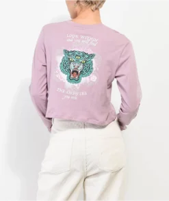 Empyre Kode Tiger Pink Long Sleeve Crop T-Shirt