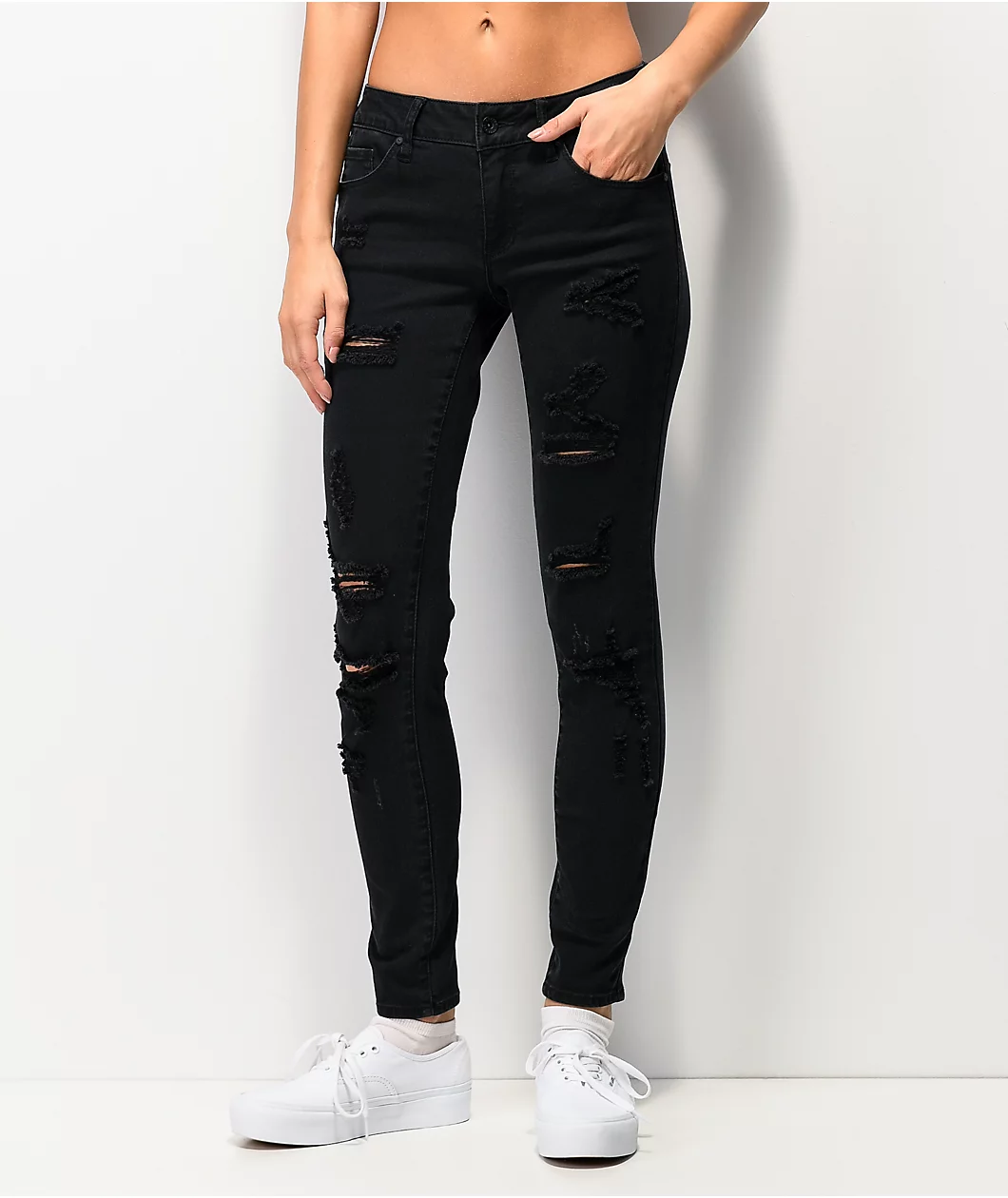 Empyre Tessa Shredded Black Skinny Jeans