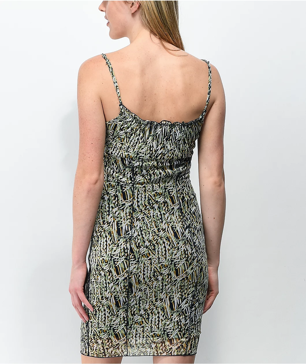 Lunachix Abstract White & Navy Mesh Dress - Image 2