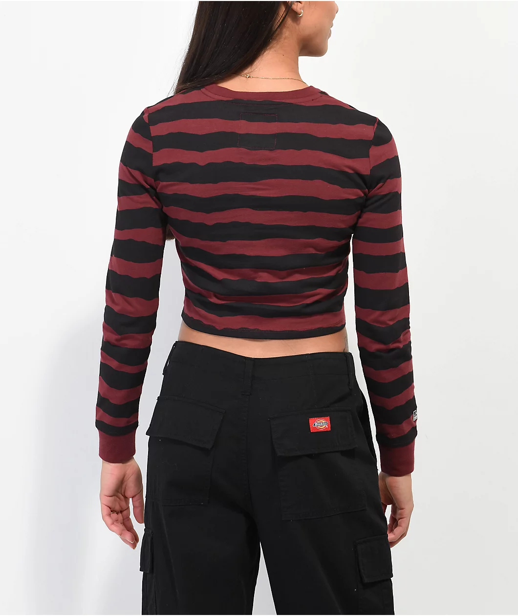 Lurking Class By Sketchy Tank Terror Eyes Red & Black Long Sleeve Crop T-Shirt - Image 5