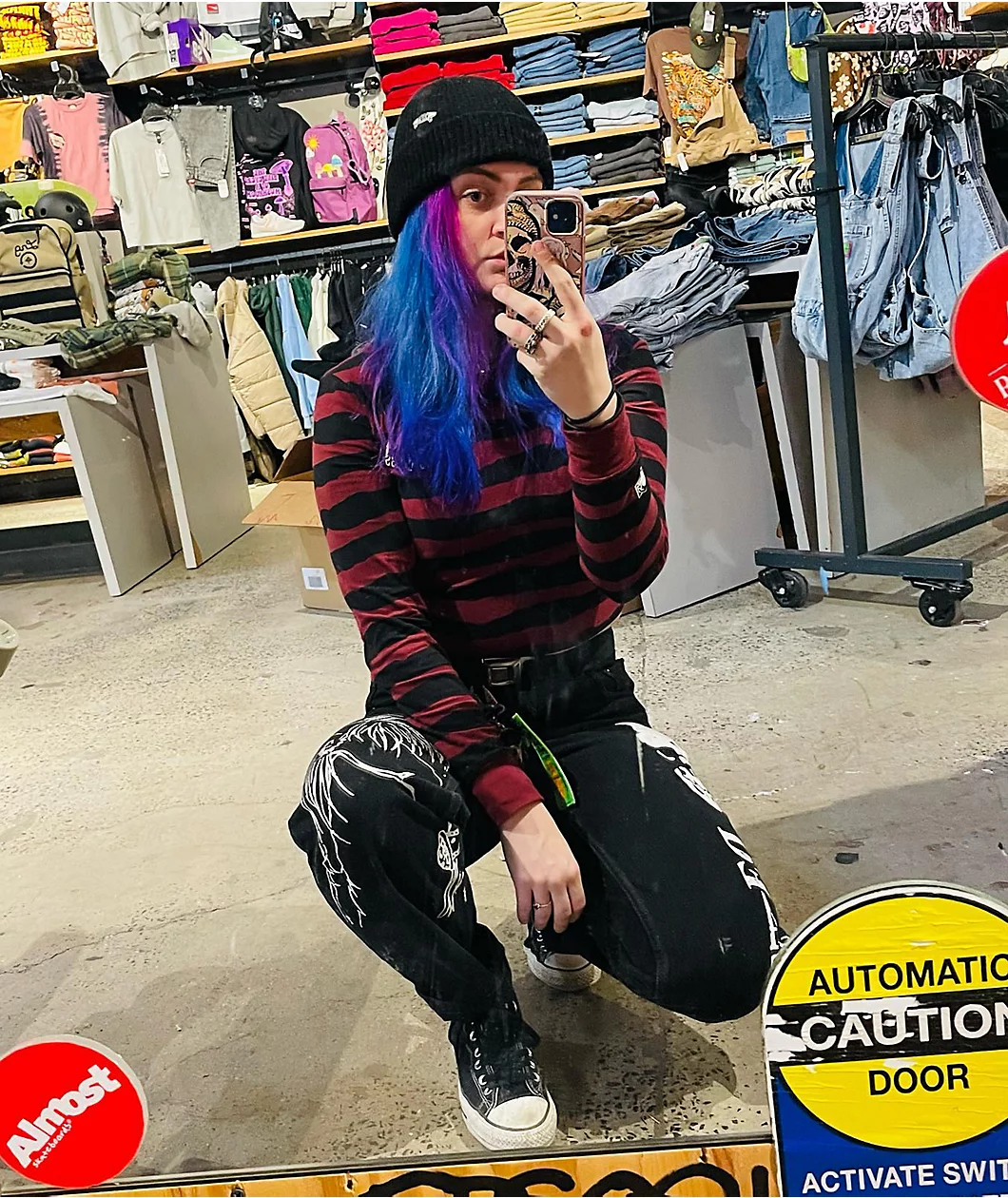 Lurking Class By Sketchy Tank Terror Eyes Red & Black Long Sleeve Crop T-Shirt - Image 8