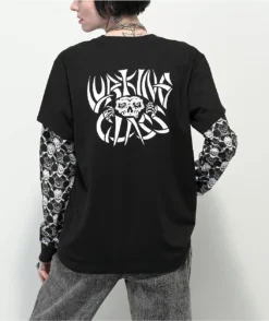 Lurking Class By Sketchy Tank Bones Black 2fer Long Sleeve T-Shirt