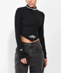 Lurking Class By Sketchy Tank Terror Bandana Black Long Sleeve Crop Top
