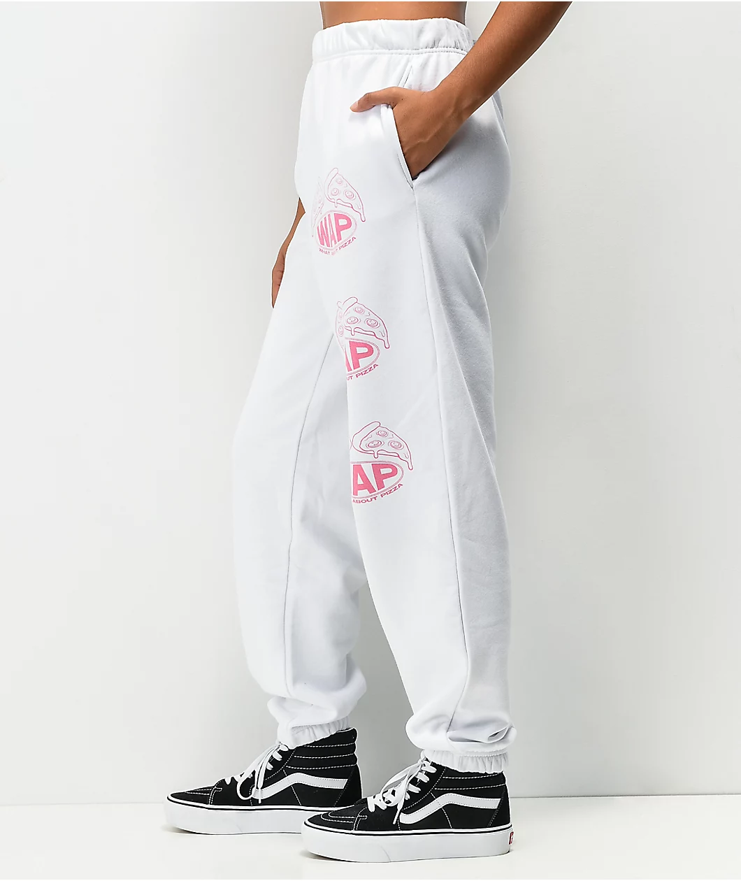 NGOrder What About Pizza White Sweatpants - Image 3