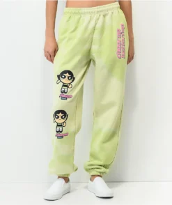NGOrder X Powerpuff Girls Buttercup Green Tie Dye Jogger Sweatpants