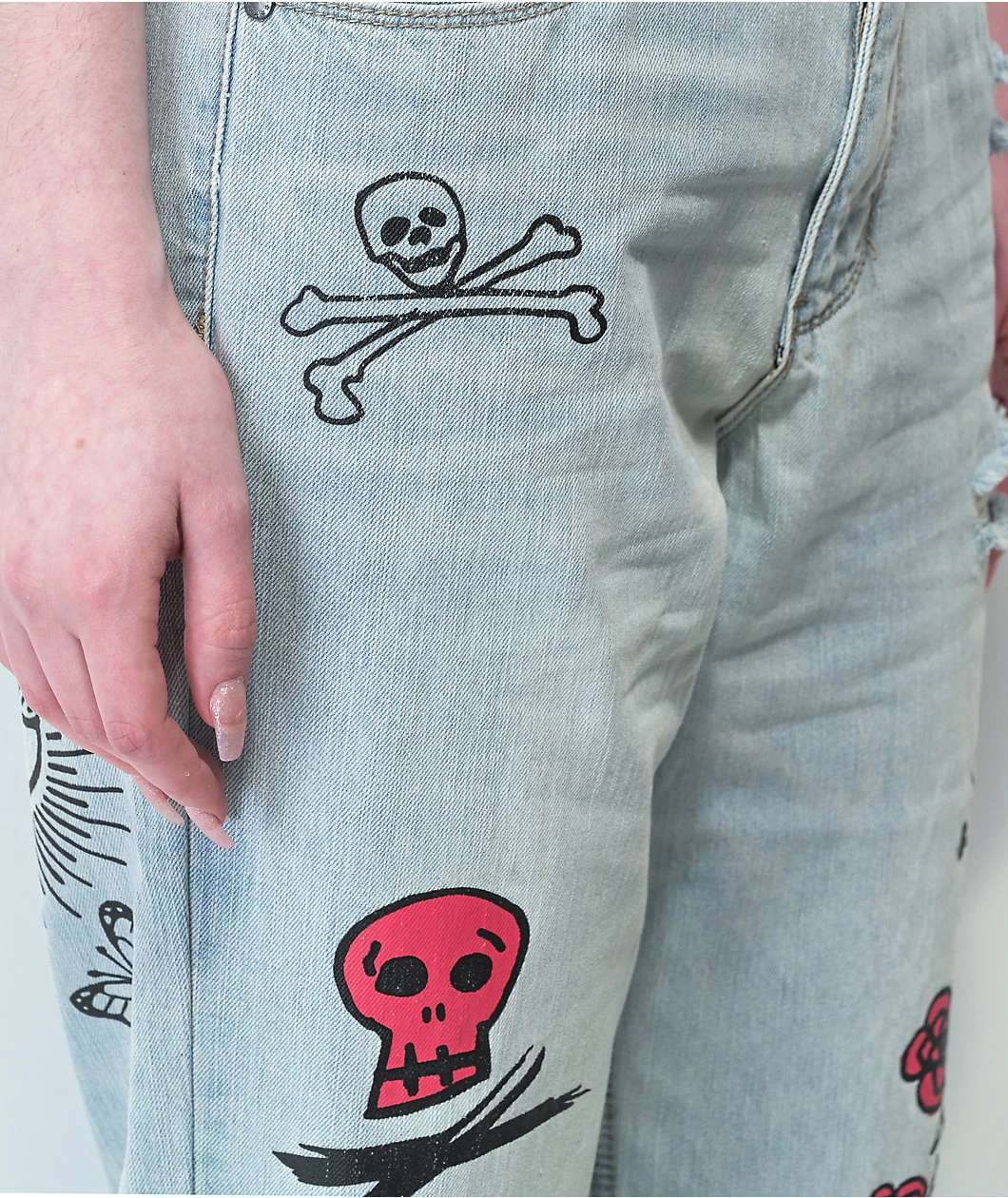 Ninth Hall Sire Printed Light Blue Denim Dad Jeans - Image 5