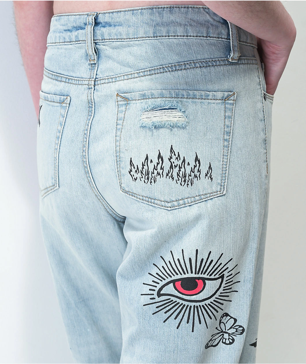 Ninth Hall Sire Printed Light Blue Denim Dad Jeans - Image 6