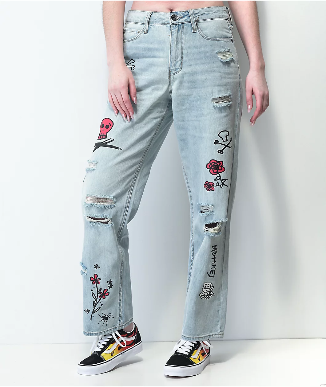 Ninth Hall Sire Printed Light Blue Denim Dad Jeans