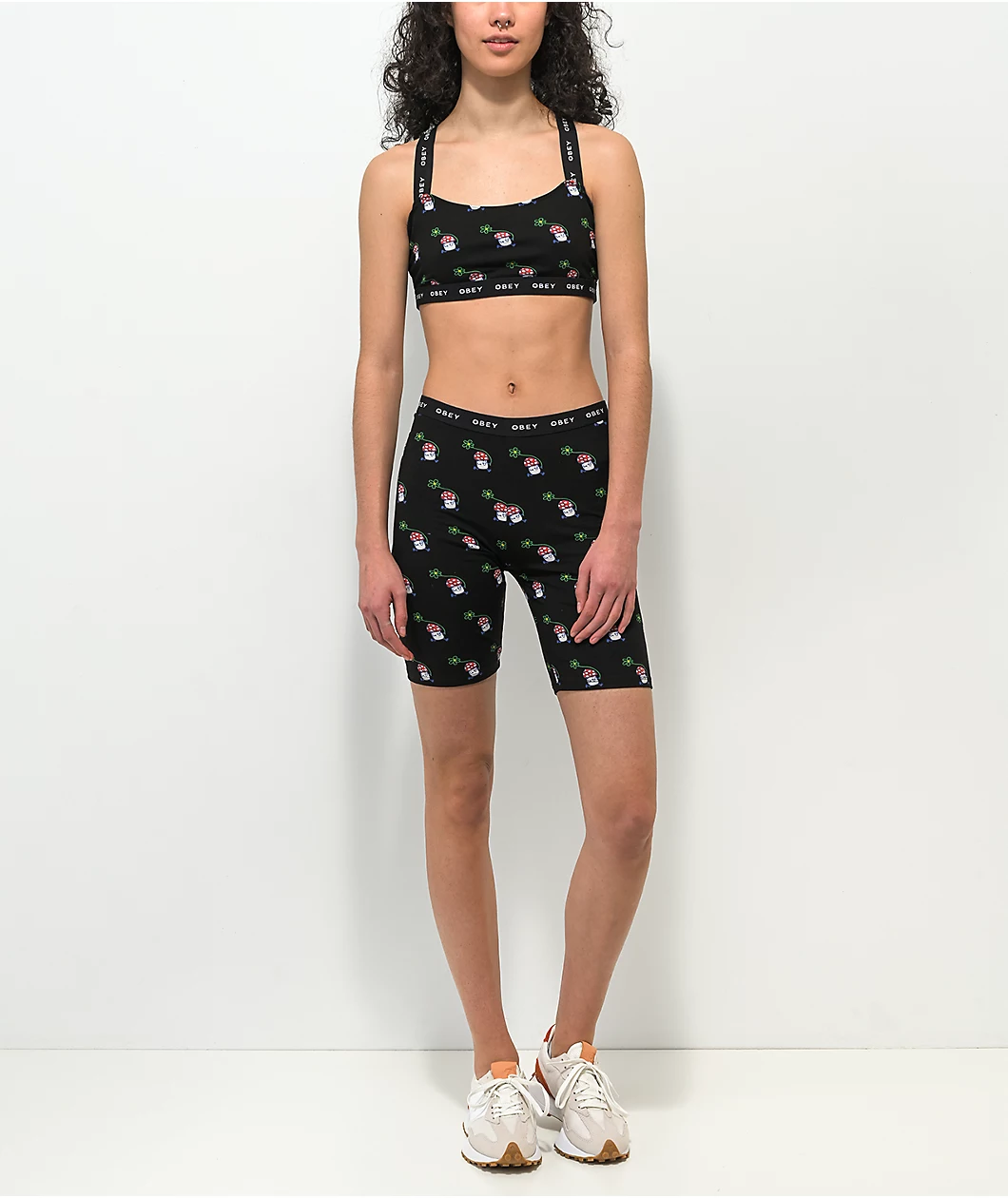 Obey Biscayne Mushroom Black Bike Shorts - Image 4