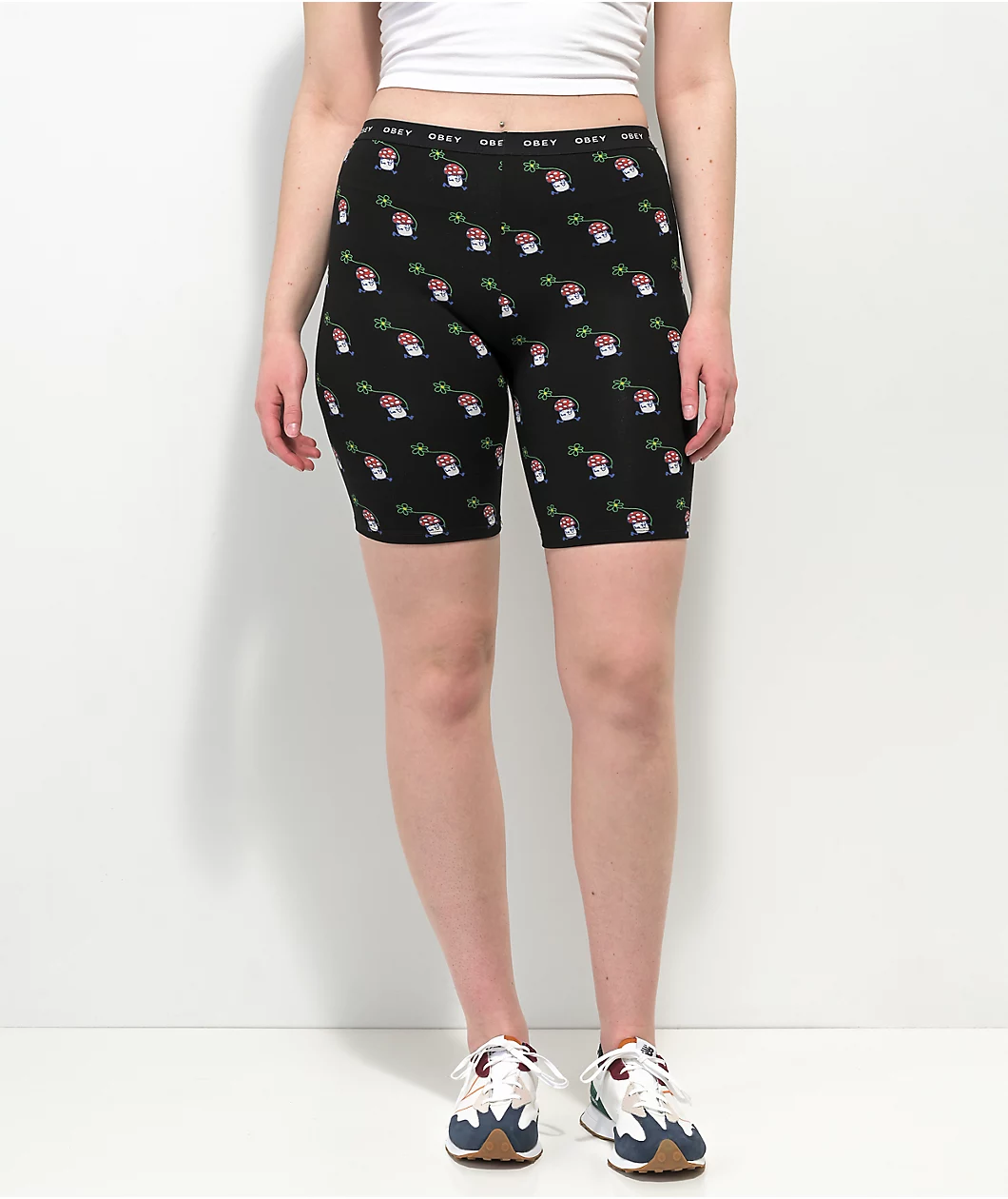 Obey Biscayne Mushroom Black Bike Shorts - Image 5