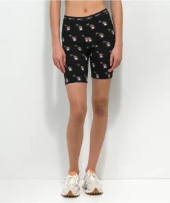 Obey Biscayne Mushroom Black Bike Shorts