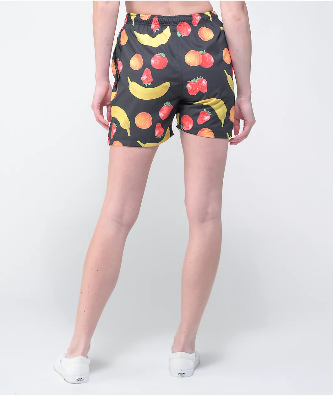 Petals And Peacocks Mixed Fruit Black Board Shorts - Image 2