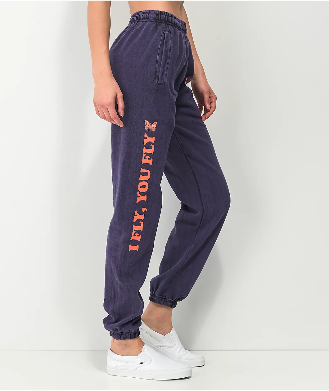 Petals By Petals And Peacocks I Fly You Fly Purple Wash Sweatpants - Image 3