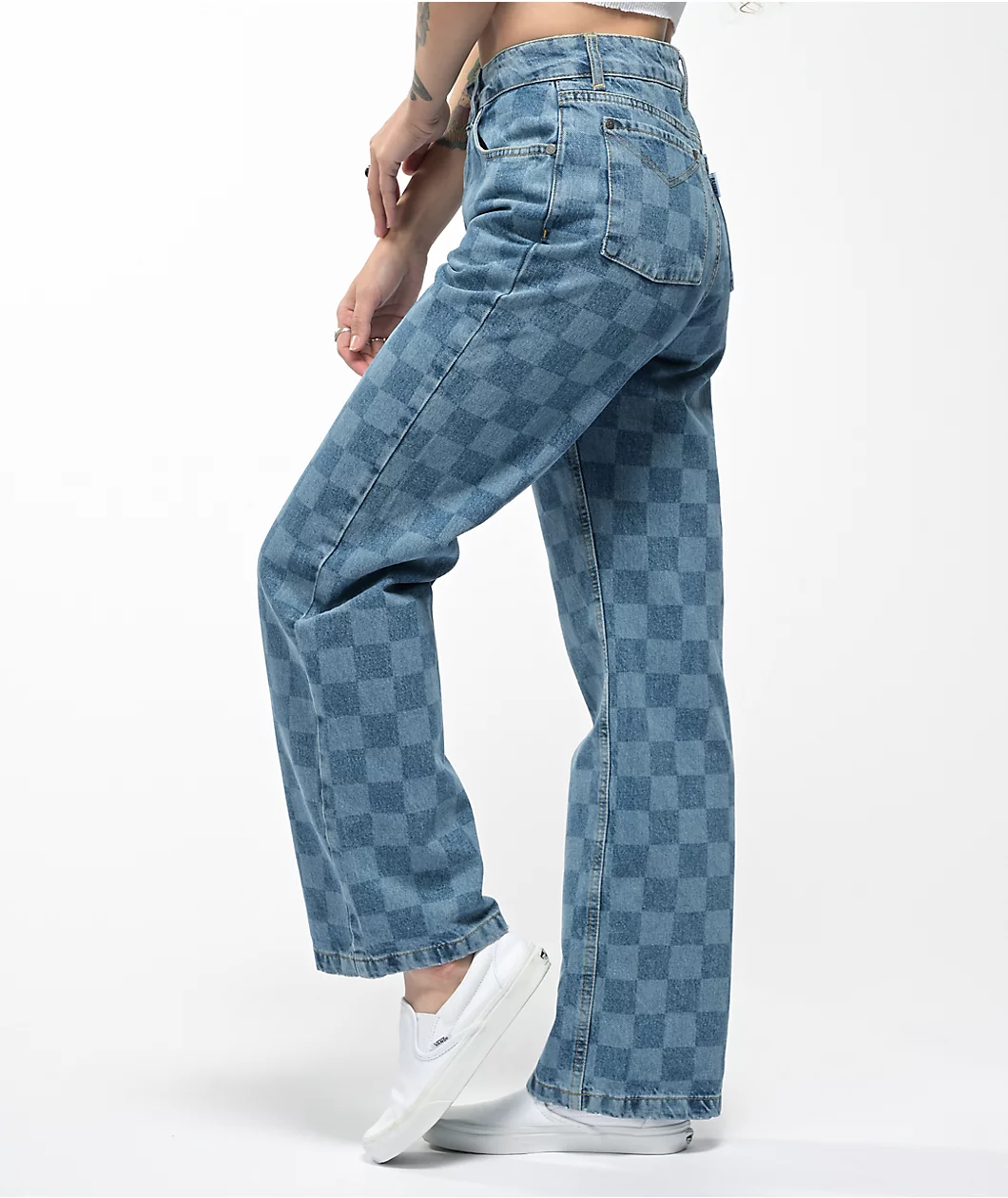 Ragged Priest Light Blue Checkered Jeans - Image 4