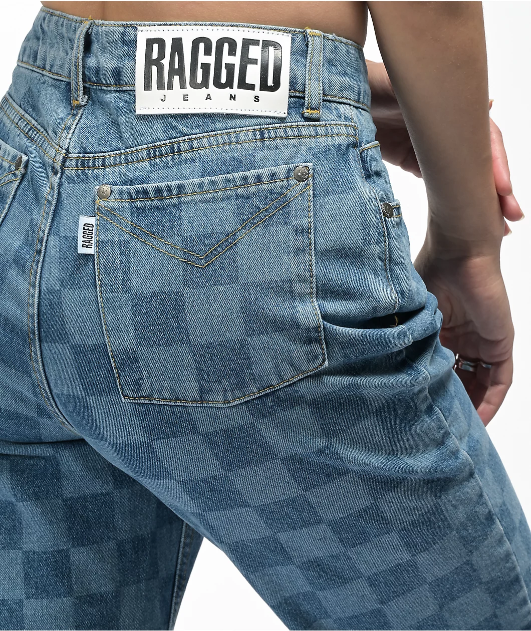 Ragged Priest Light Blue Checkered Jeans - Image 7