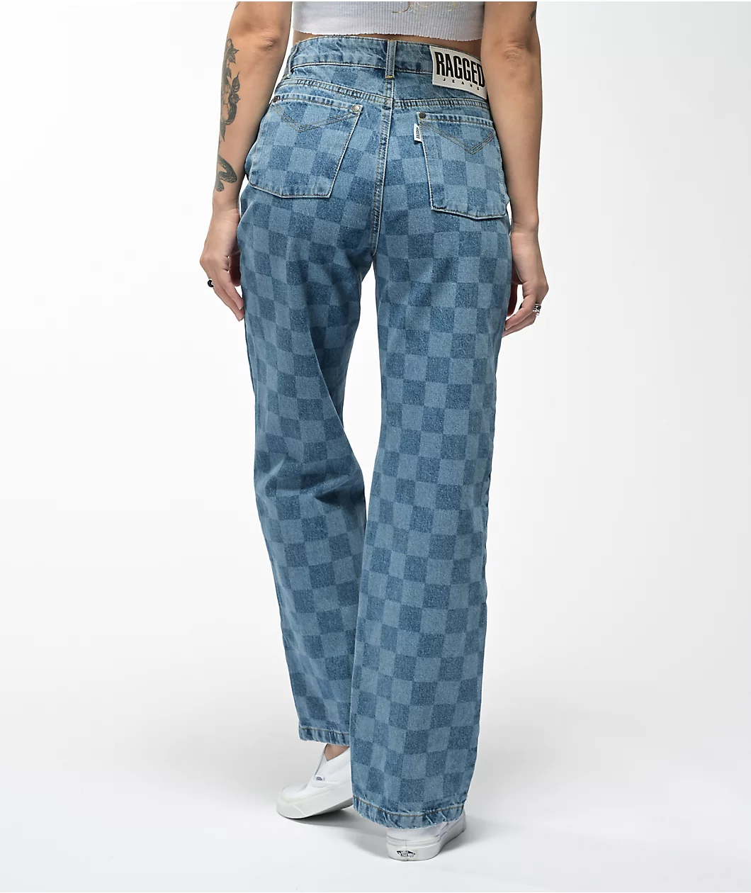 Ragged Priest Light Blue Checkered Jeans - Image 2