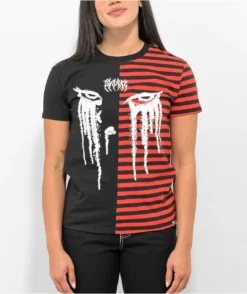 SWIXXZ Eyes Split Red & Black Stripe T-Shirt