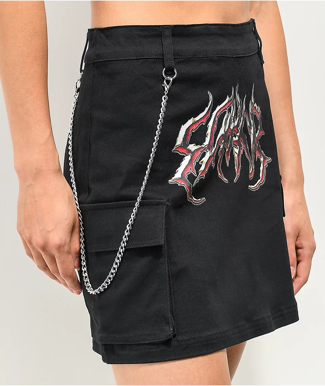 SWIXXZ Rustic Metal Black Cargo Skirt - Image 3