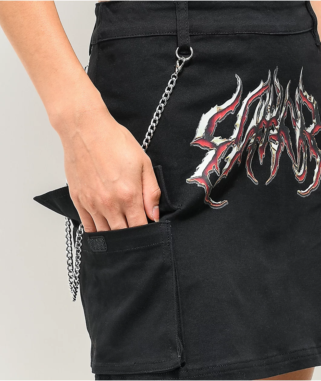 SWIXXZ Rustic Metal Black Cargo Skirt - Image 4