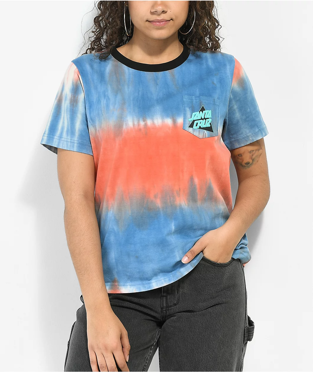 Santa Cruz Not A Dot Monarch Blue Tie Dye Pocket T-Shirt - Image 2