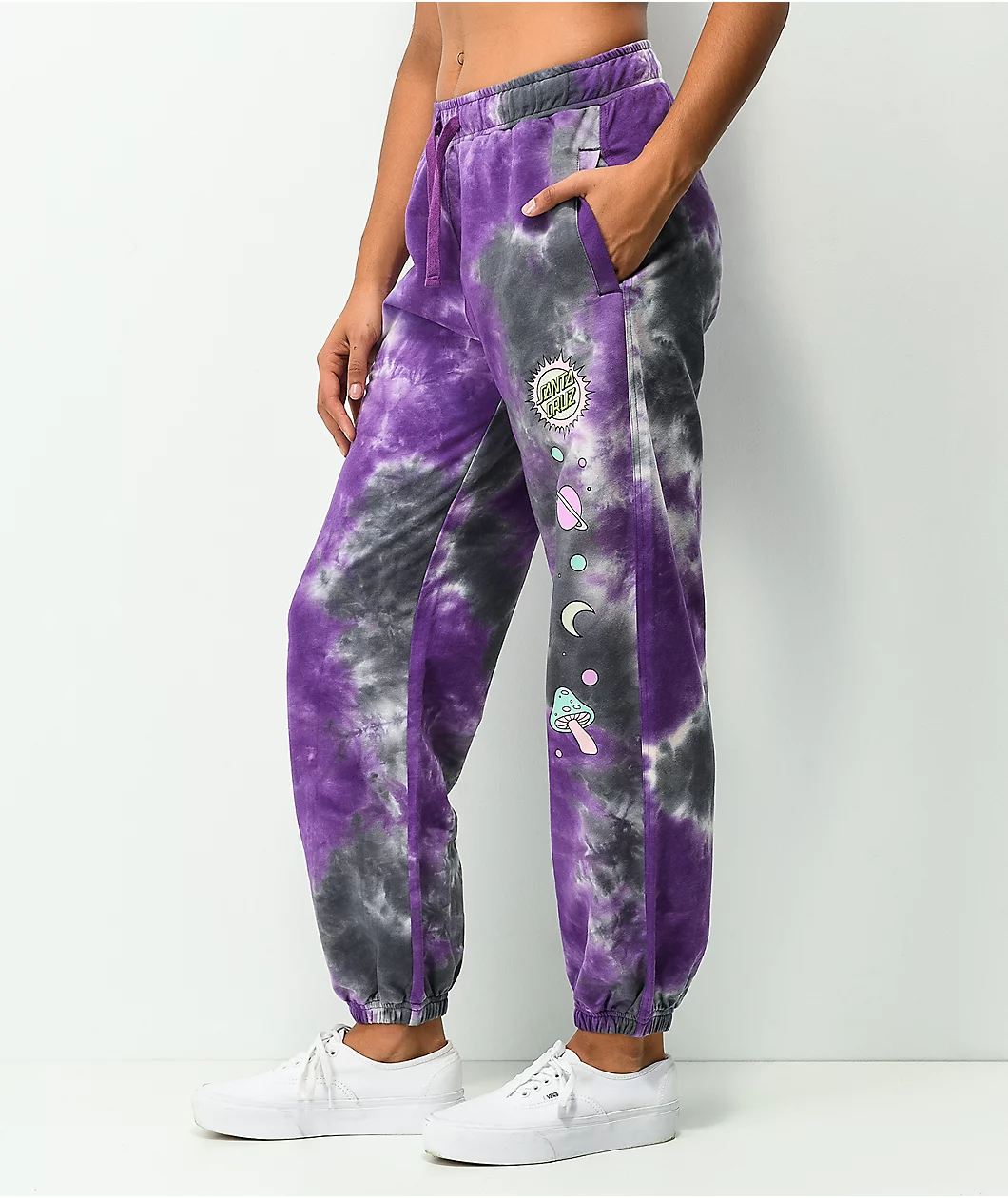 Santa Cruz Once Upon A Dot Purple Tie Dye Sweatpants - Image 3