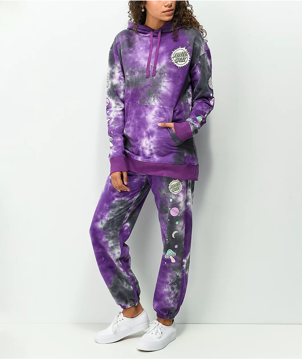 Santa Cruz Once Upon A Dot Purple Tie Dye Sweatpants - Image 5