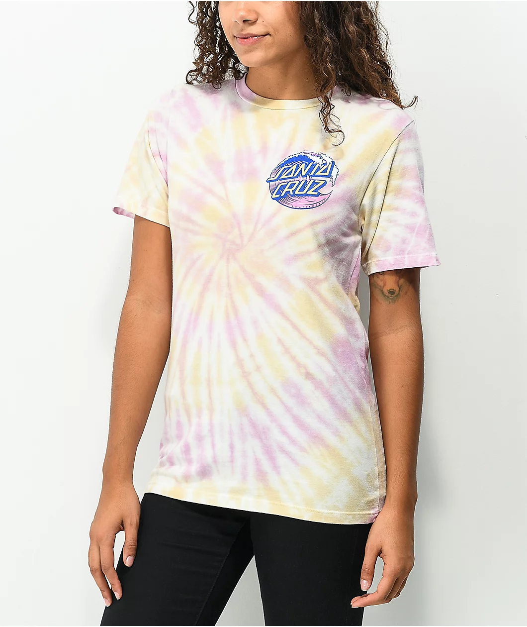 Santa Cruz Wave Dot Pink Lemonade Tie Dye T-Shirt - Image 2