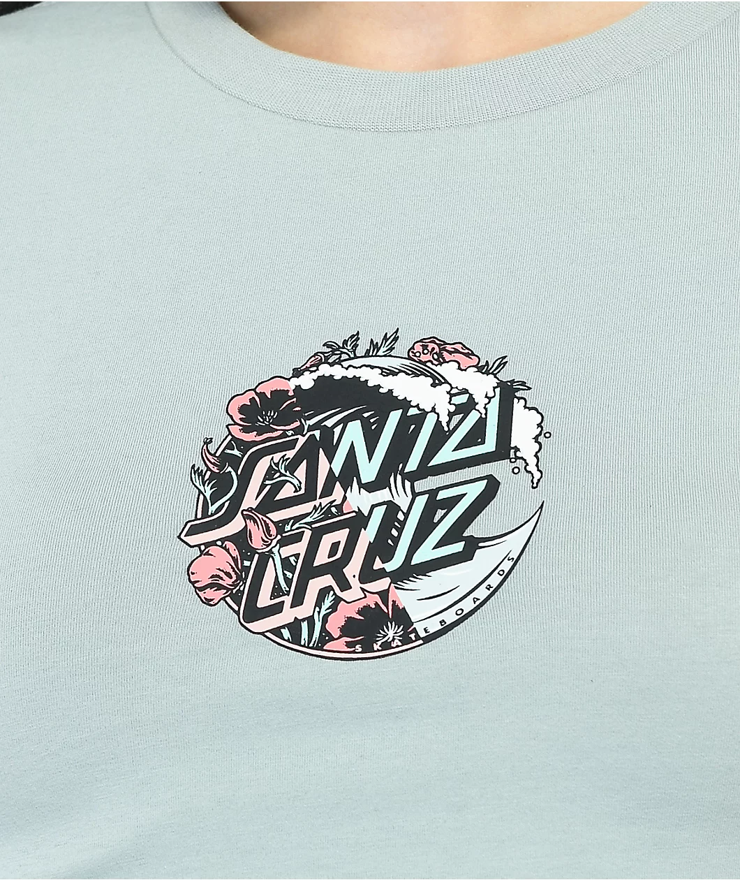 Santa Cruz Wave Poppy Slice Light Blue Crop T-Shirt - Image 2