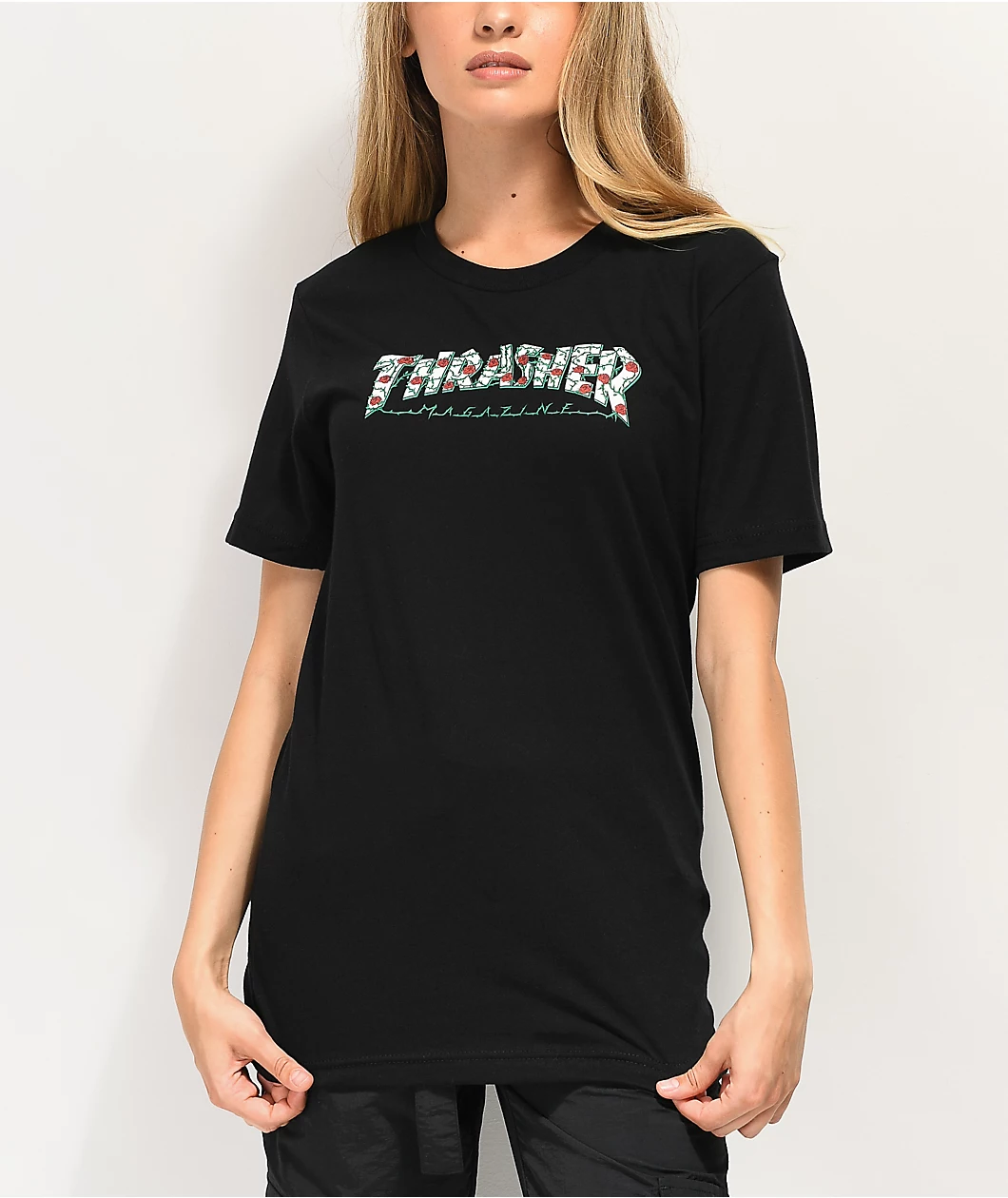 Thrasher Roses Black Boyfriend Fit T-Shirt - Image 4